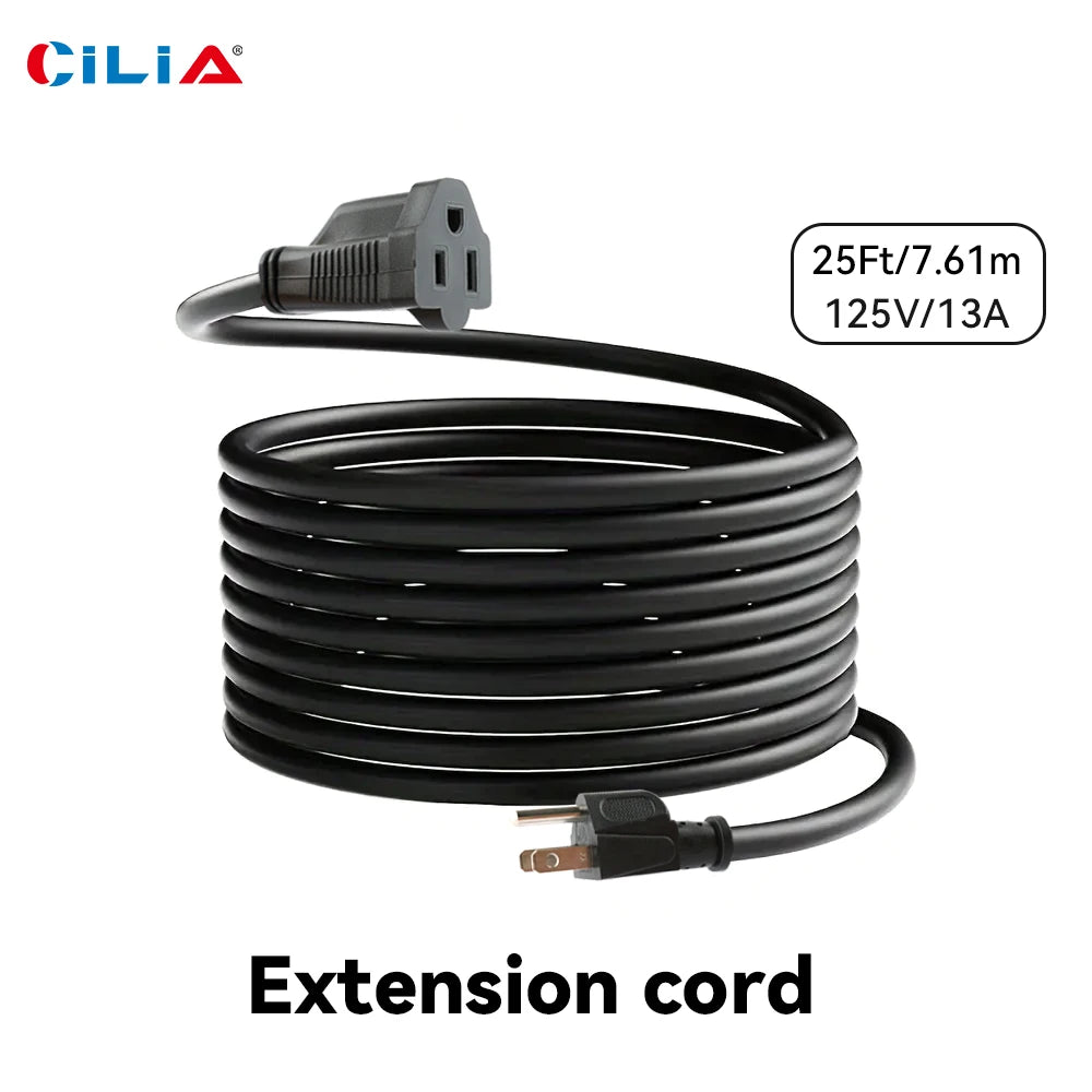 Heavy-Duty 25FT Extension Cord 125V Outdoor Use US Standard for Outdoor Power Extension For Outdoor Lighting UL Certification