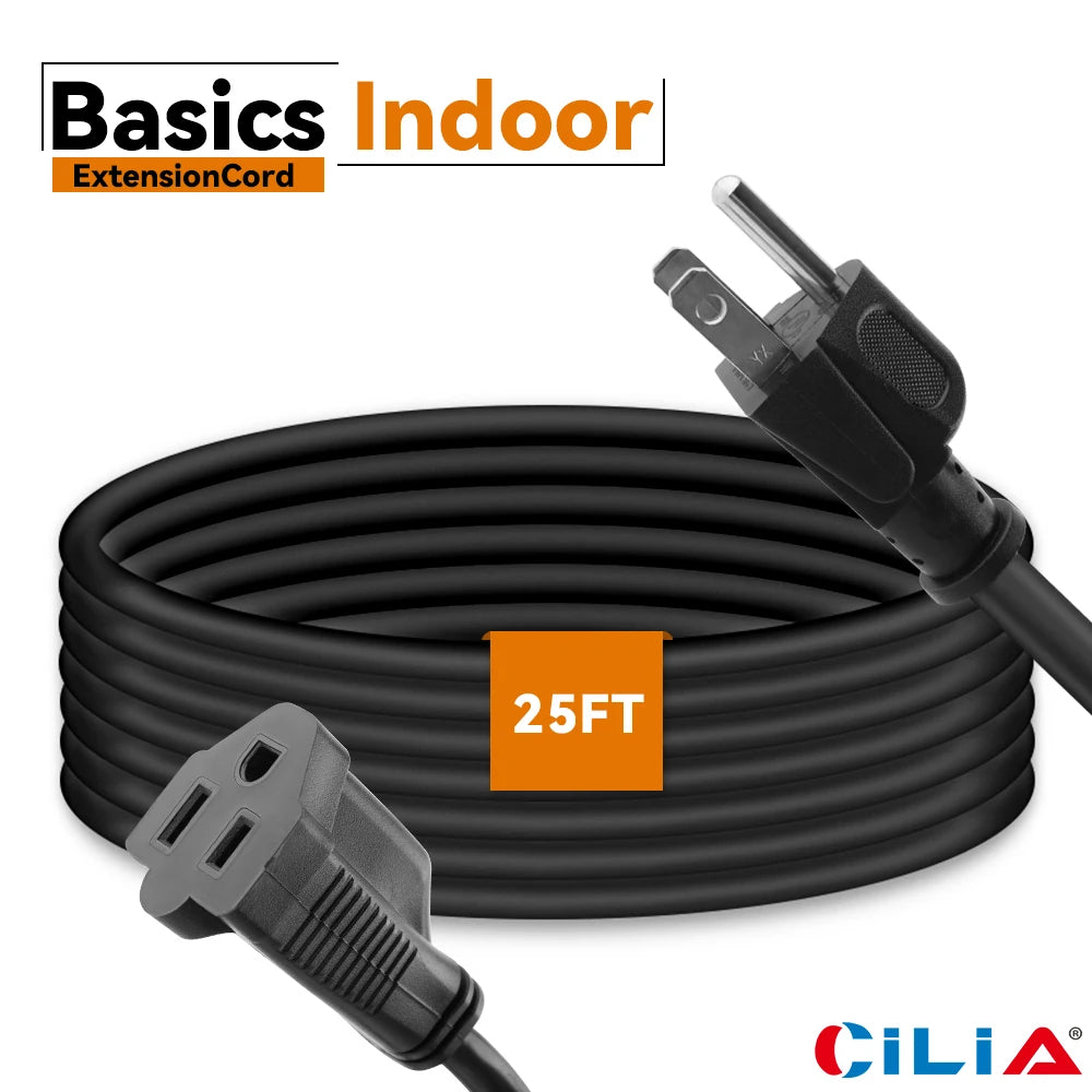 Heavy-Duty 25FT Extension Cord 125V Outdoor Use US Standard for Outdoor Power Extension For Outdoor Lighting UL Certification
