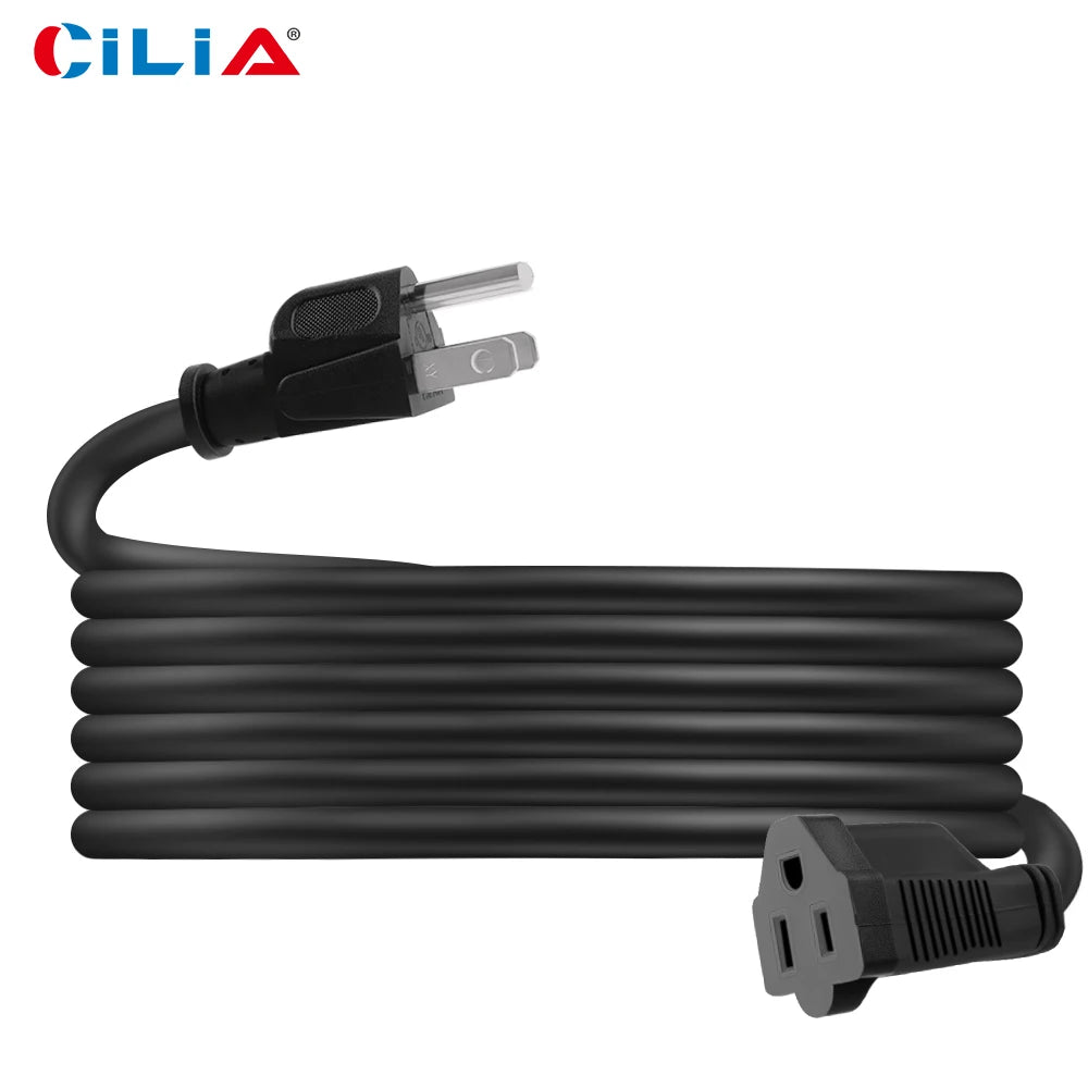 Heavy-Duty 25FT Extension Cord 125V Outdoor Use US Standard for Outdoor Power Extension For Outdoor Lighting UL Certification
